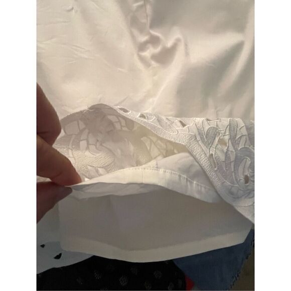 White House Black Market White Strapless Dress with Beaded Lace Bodice. Size 8. - Picture 9 of 10